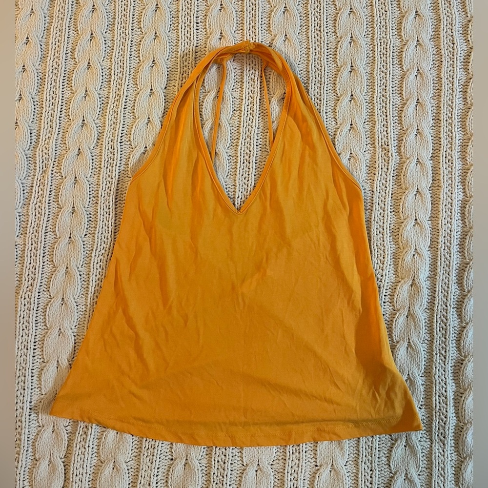 LUSH halter top, size S, mustard/golden yellow